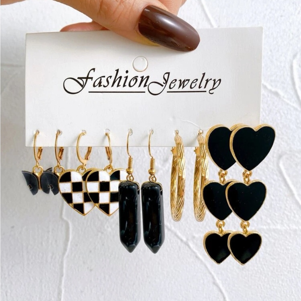5pairs Heart Decor Earrings